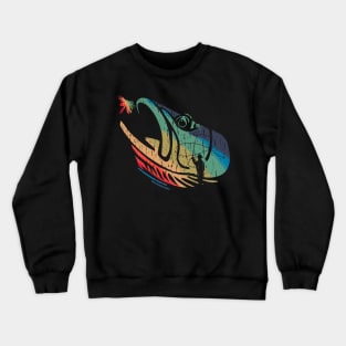 Vintage Distressed Mountain trout Fly Fishing Colorful Fish Art Crewneck Sweatshirt